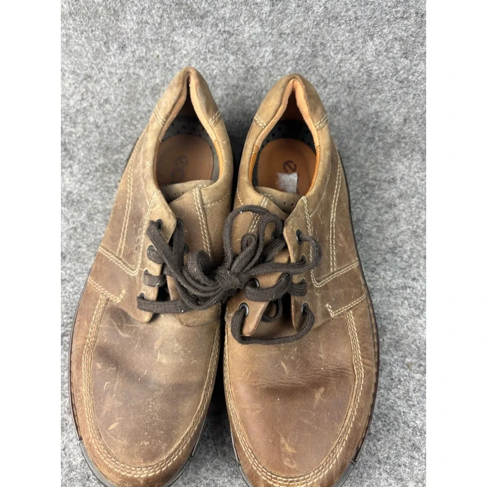 ECCO Light Shock Point Shoes Mens 43 Brown Leather Lace Up Moc Toe Oxfords